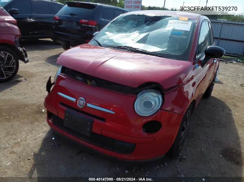 2015 Fiat 500 Pop VIN: 3C3CFFARXFT539270 Lot: 40147090