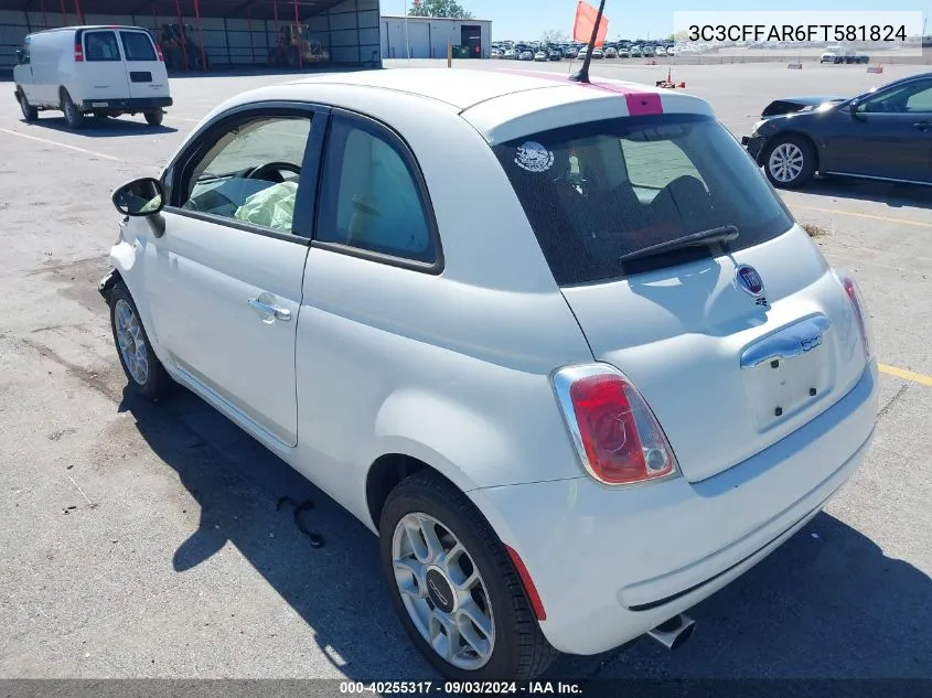 2015 Fiat 500 Pop VIN: 3C3CFFAR6FT581824 Lot: 40255317