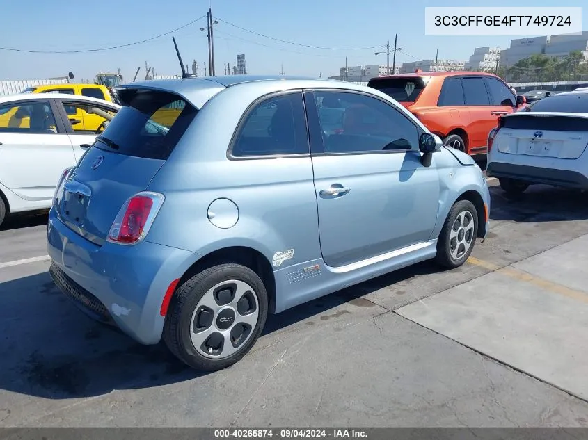 2015 Fiat 500E Battery Electric VIN: 3C3CFFGE4FT749724 Lot: 40265874