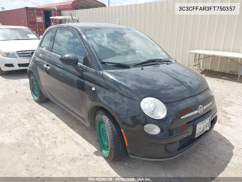 2015 Fiat 500 Pop VIN: 3C3CFFAR3FT750357 Lot: 40296109