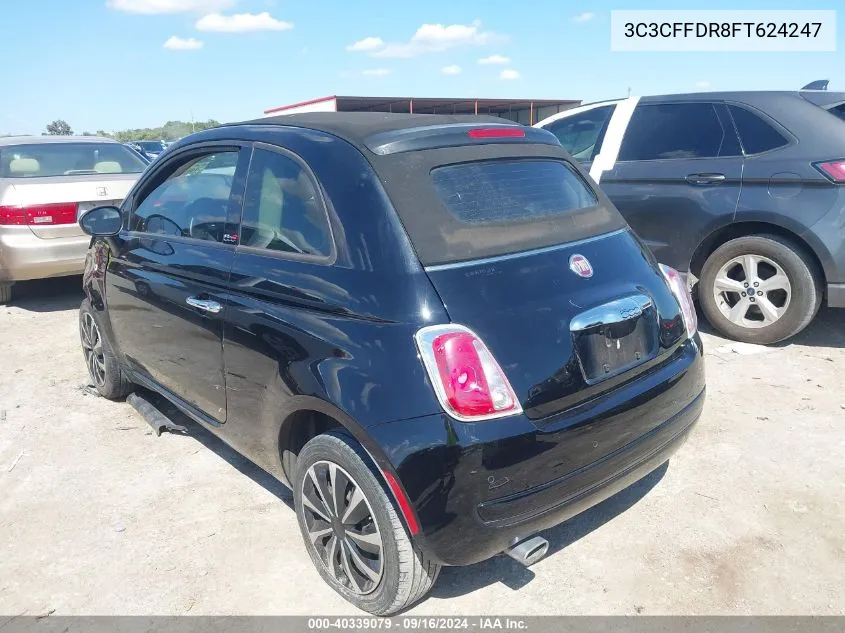 2015 Fiat 500C Pop VIN: 3C3CFFDR8FT624247 Lot: 40339079