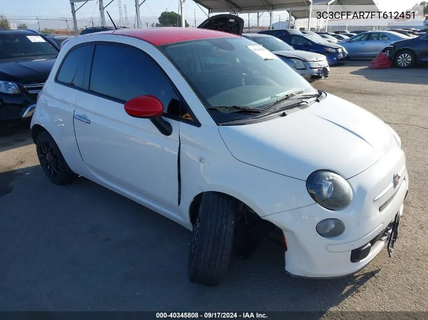 2015 Fiat 500 Ribelle VIN: 3C3CFFAR7FT612451 Lot: 40345808