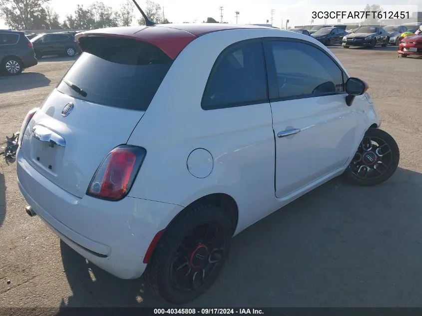 2015 Fiat 500 Ribelle VIN: 3C3CFFAR7FT612451 Lot: 40345808