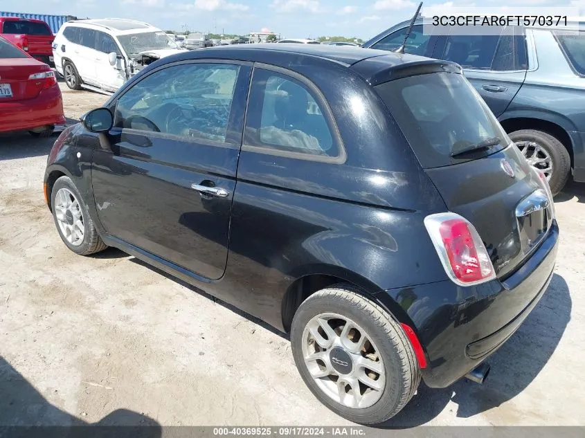 2015 Fiat 500 Pop VIN: 3C3CFFAR6FT570371 Lot: 40369525