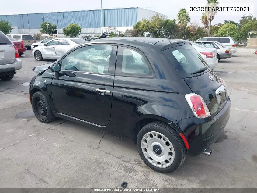 2015 Fiat 500 Pop VIN: 3C3CFFAR3FT750021 Lot: 40396884