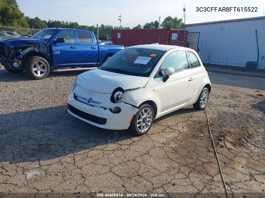 2015 Fiat 500 Pop VIN: 3C3CFFAR8FT615522 Lot: 40405014