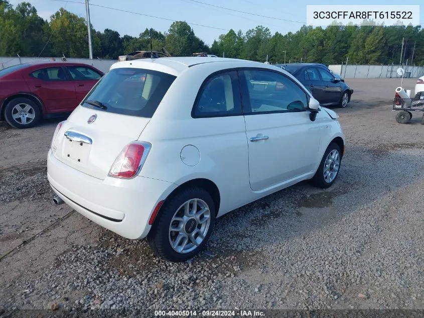 2015 Fiat 500 Pop VIN: 3C3CFFAR8FT615522 Lot: 40405014