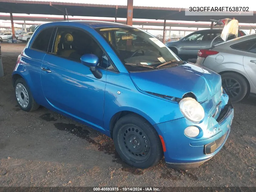 2015 Fiat 500 Pop VIN: 3C3CFFAR4FT638702 Lot: 40593975