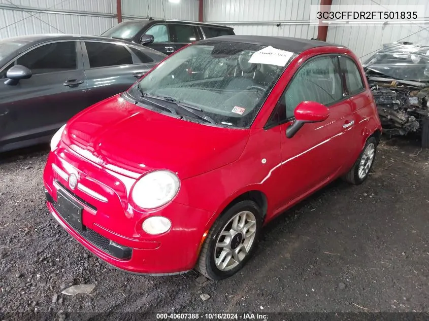 2015 Fiat 500C Pop VIN: 3C3CFFDR2FT501835 Lot: 40607388