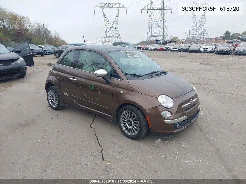 2015 Fiat 500 Lounge VIN: 3C3CFFCR5FT615720 Lot: 40757916