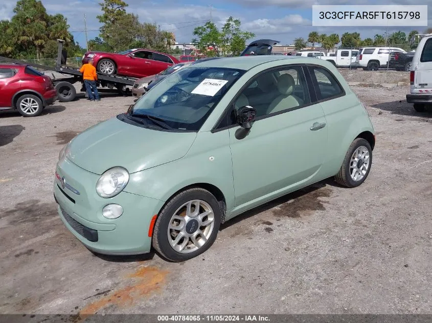 2015 Fiat 500 Pop VIN: 3C3CFFAR5FT615798 Lot: 40784065