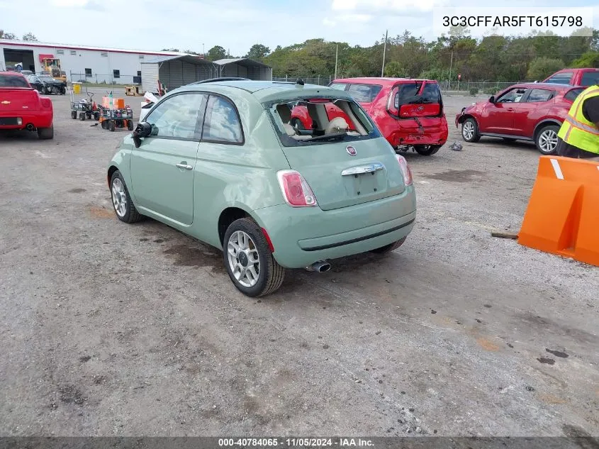 2015 Fiat 500 Pop VIN: 3C3CFFAR5FT615798 Lot: 40784065