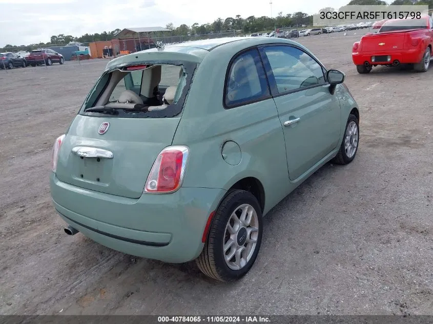 2015 Fiat 500 Pop VIN: 3C3CFFAR5FT615798 Lot: 40784065