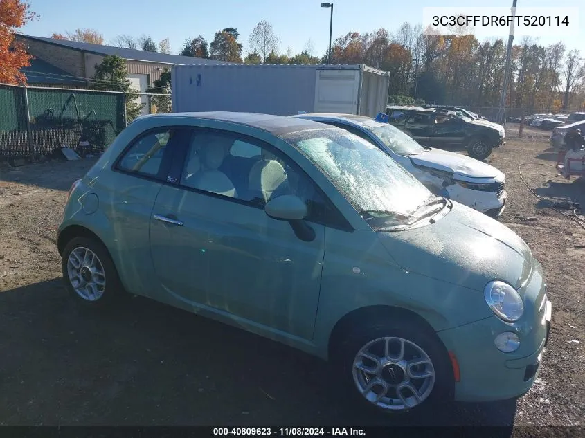 2015 Fiat 500C Pop VIN: 3C3CFFDR6FT520114 Lot: 40809623