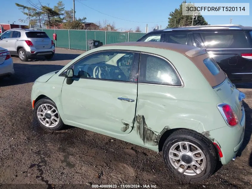 2015 Fiat 500C Pop VIN: 3C3CFFDR6FT520114 Lot: 40809623