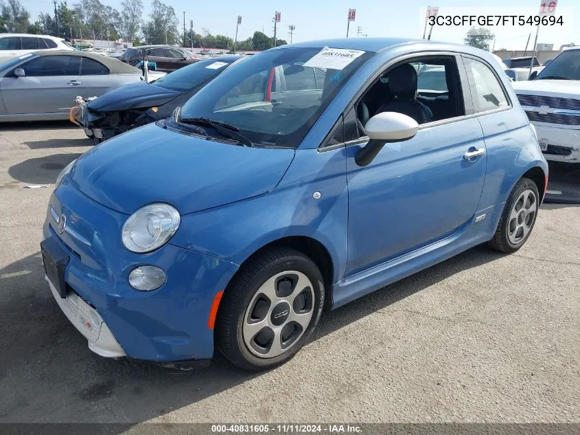 2015 Fiat 500E Battery Electric VIN: 3C3CFFGE7FT549694 Lot: 40831605