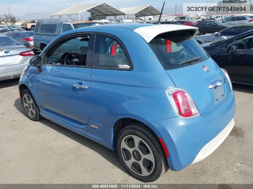 2015 Fiat 500E Battery Electric VIN: 3C3CFFGE7FT549694 Lot: 40831605