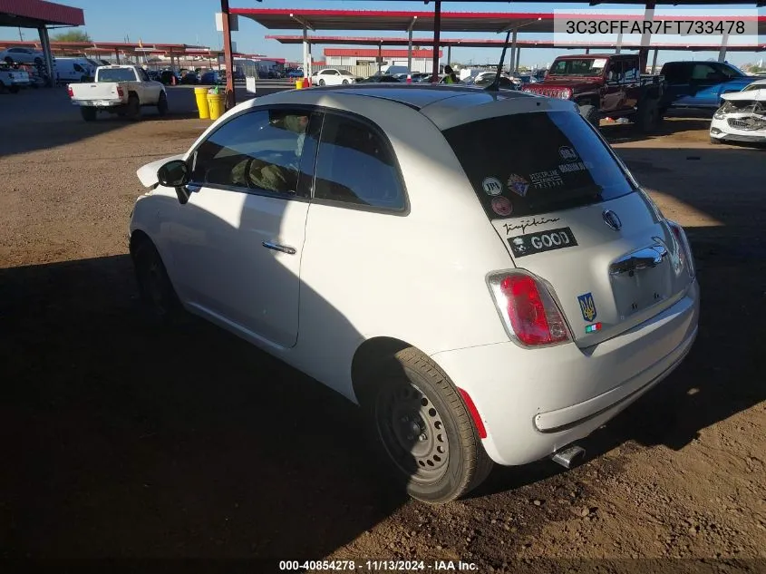 2015 Fiat 500 Pop VIN: 3C3CFFAR7FT733478 Lot: 40854278