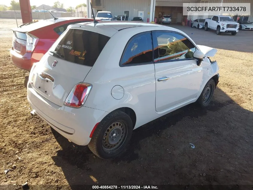 2015 Fiat 500 Pop VIN: 3C3CFFAR7FT733478 Lot: 40854278