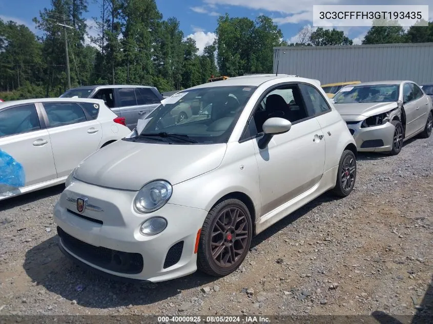 2016 Fiat 500 Abarth VIN: 3C3CFFFH3GT193435 Lot: 40000925