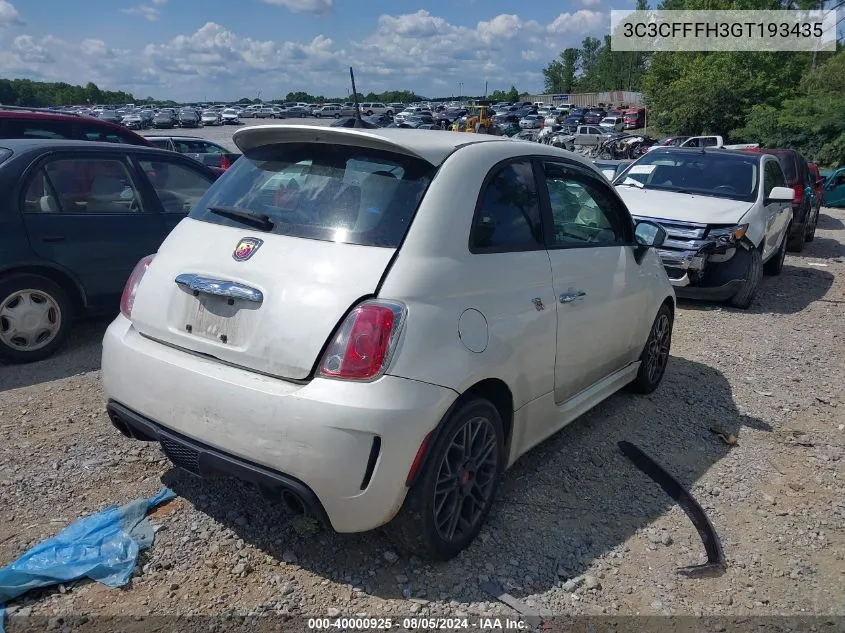 2016 Fiat 500 Abarth VIN: 3C3CFFFH3GT193435 Lot: 40000925