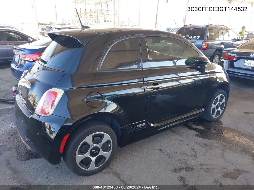 2016 Fiat 500 Electric VIN: 3C3CFFGE3GT144532 Lot: 40129488