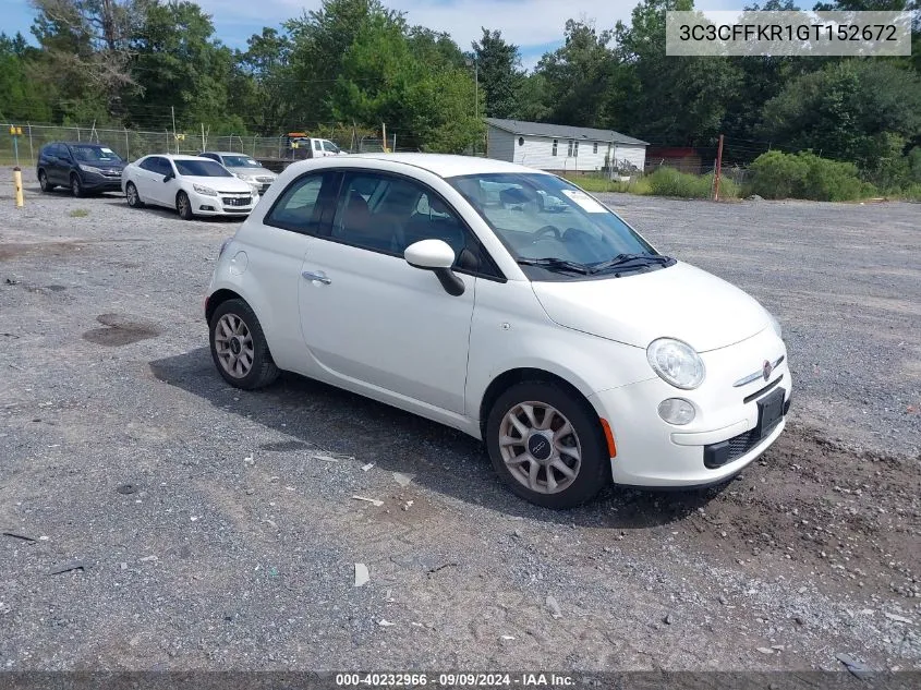 2016 Fiat 500 Easy VIN: 3C3CFFKR1GT152672 Lot: 40232966