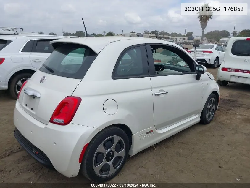 2016 Fiat 500E Battery Electric VIN: 3C3CFFGE5GT176852 Lot: 40375022