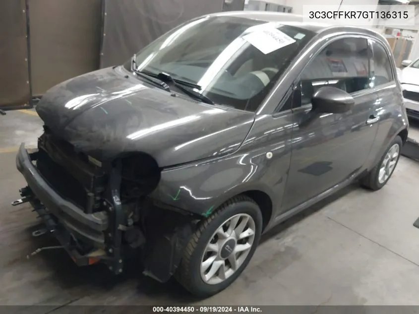 3C3CFFKR7GT136315 2016 Fiat 500 Easy