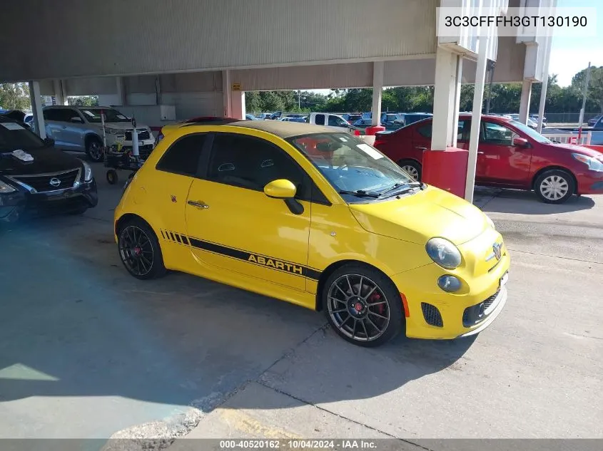 2016 Fiat 500 Abarth VIN: 3C3CFFFH3GT130190 Lot: 40520162