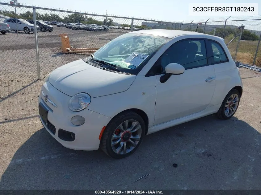 2016 Fiat 500 Sport VIN: 3C3CFFBR8GT180243 Lot: 40564920