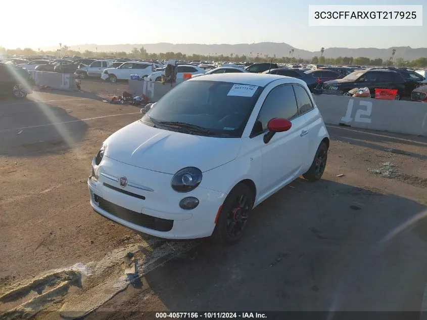 2016 Fiat 500 Pop VIN: 3C3CFFARXGT217925 Lot: 40577156