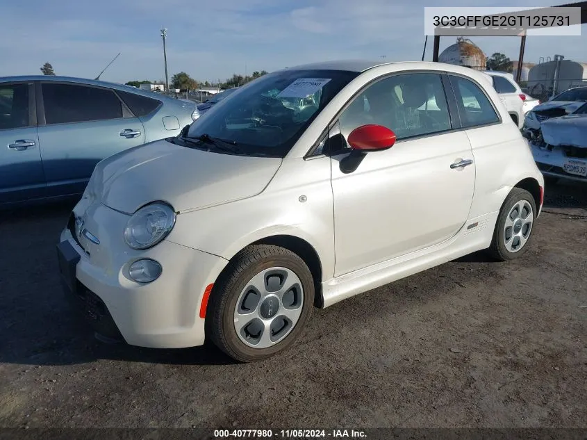 2016 Fiat 500E Battery Electric VIN: 3C3CFFGE2GT125731 Lot: 40777980