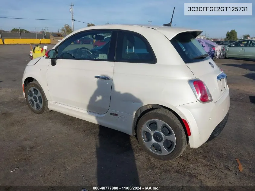 2016 Fiat 500E Battery Electric VIN: 3C3CFFGE2GT125731 Lot: 40777980