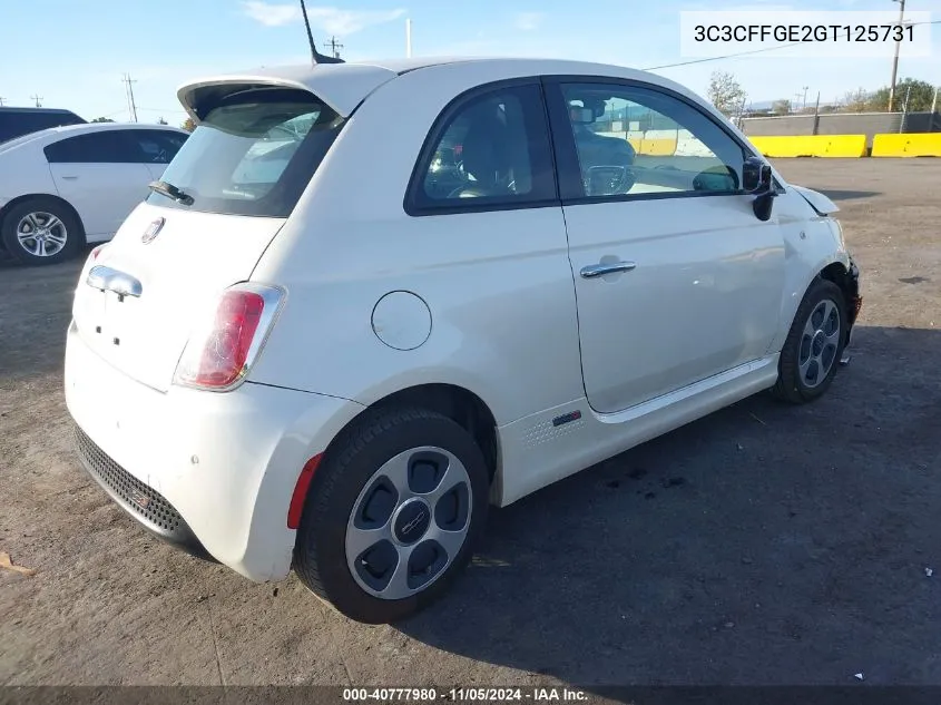 2016 Fiat 500E Battery Electric VIN: 3C3CFFGE2GT125731 Lot: 40777980