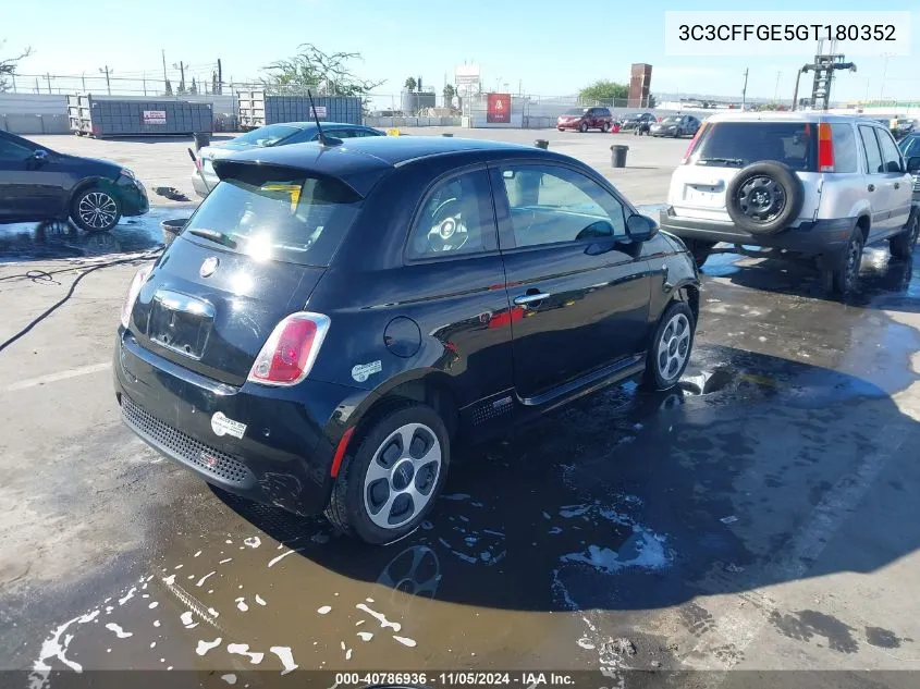 2016 Fiat 500E Battery Electric VIN: 3C3CFFGE5GT180352 Lot: 40786936