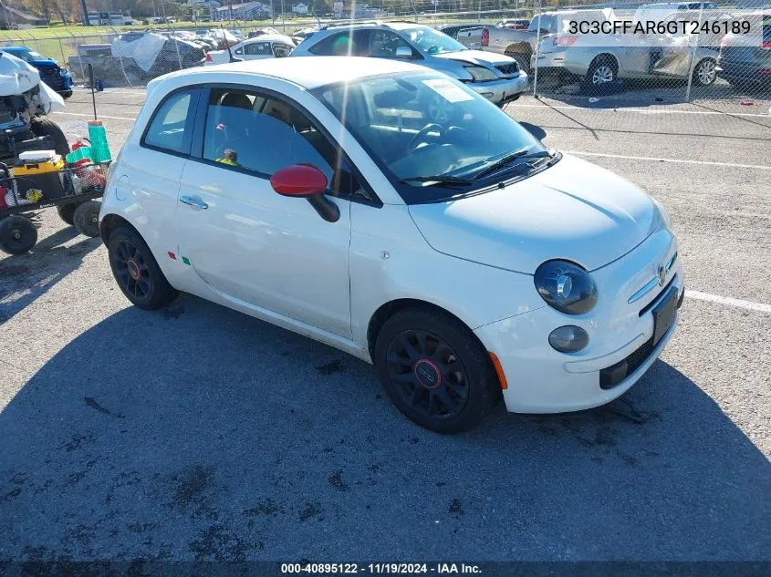 2016 Fiat 500 Pop VIN: 3C3CFFAR6GT246189 Lot: 40895122