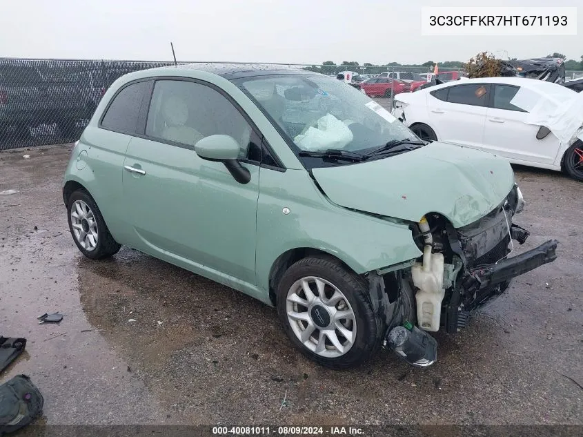 3C3CFFKR7HT671193 2017 Fiat 500 Pop