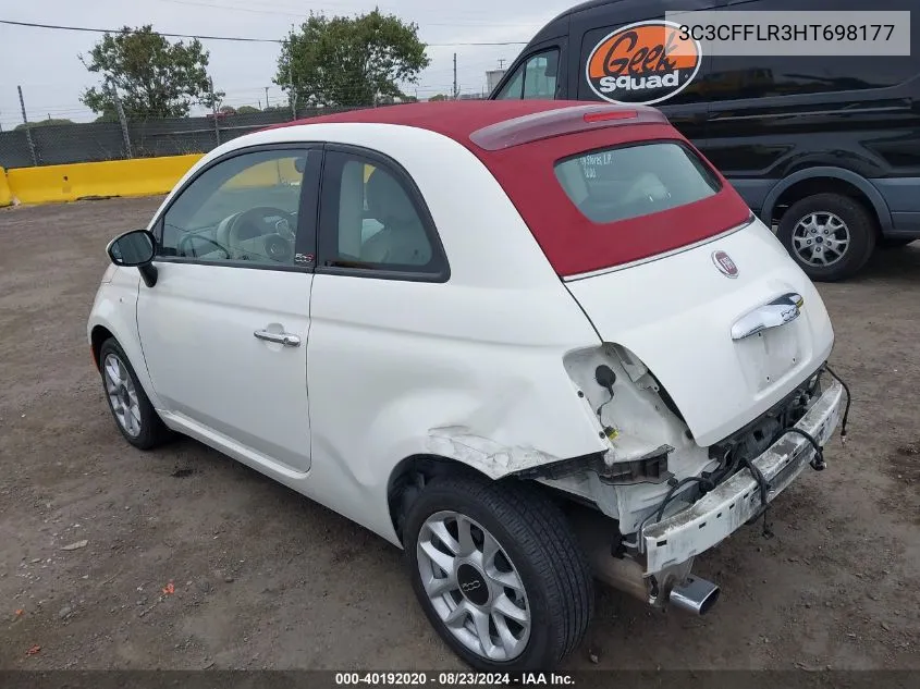 2017 Fiat 500C Pop VIN: 3C3CFFLR3HT698177 Lot: 40192020