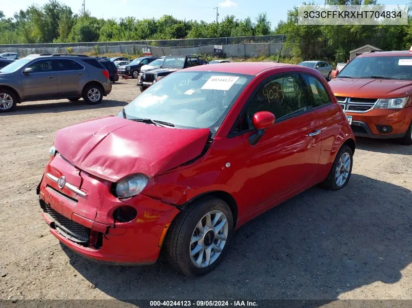 2017 Fiat 500 Pop VIN: 3C3CFFKRXHT704834 Lot: 40244123