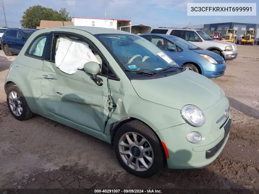 2017 Fiat 500 Pop VIN: 3C3CFFKRXHT699991 Lot: 40291007