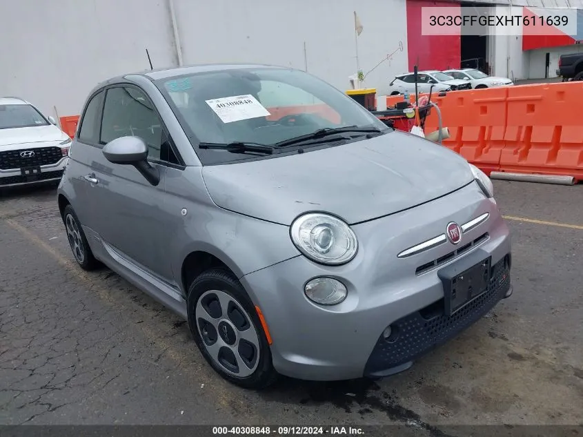 2017 Fiat 500E Battery Electric VIN: 3C3CFFGEXHT611639 Lot: 40308848