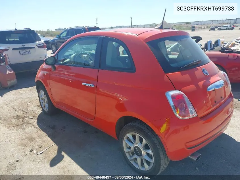 2017 Fiat 500 Pop VIN: 3C3CFFKRXHT699733 Lot: 40448497