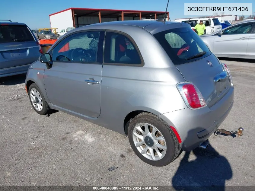 2017 Fiat 500 Pop VIN: 3C3CFFKR9HT671406 Lot: 40840985