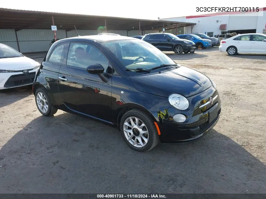 2017 Fiat 500 Pop VIN: 3C3CFFKR2HT700115 Lot: 40901733