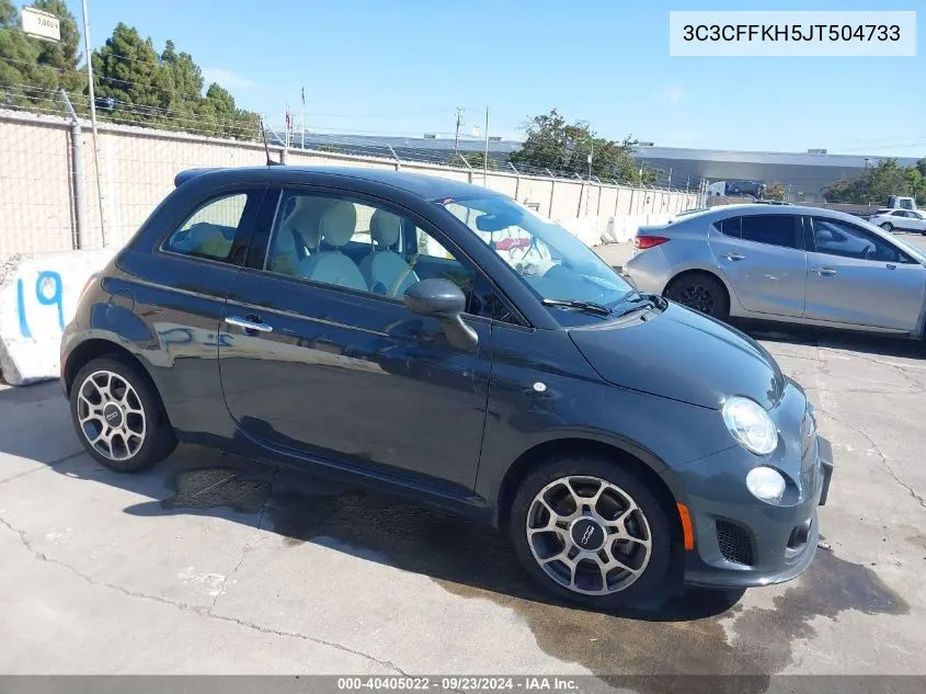 2018 Fiat 500 Pop VIN: 3C3CFFKH5JT504733 Lot: 40405022