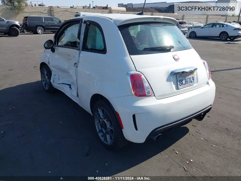 2019 Fiat 500 Pop VIN: 3C3CFFKH0KT728090 Lot: 40828281