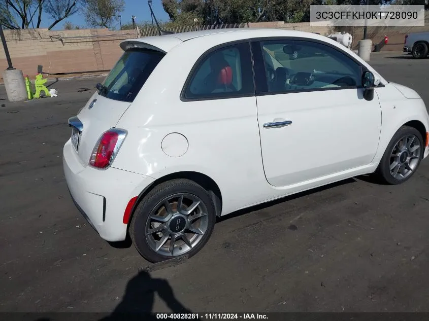 2019 Fiat 500 Pop VIN: 3C3CFFKH0KT728090 Lot: 40828281