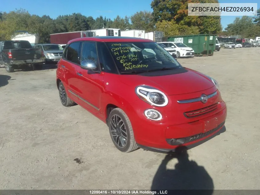 2014 Fiat 500L Lounge VIN: ZFBCFACH4EZ026934 Lot: 12090416