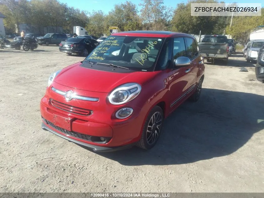 2014 Fiat 500L Lounge VIN: ZFBCFACH4EZ026934 Lot: 12090416